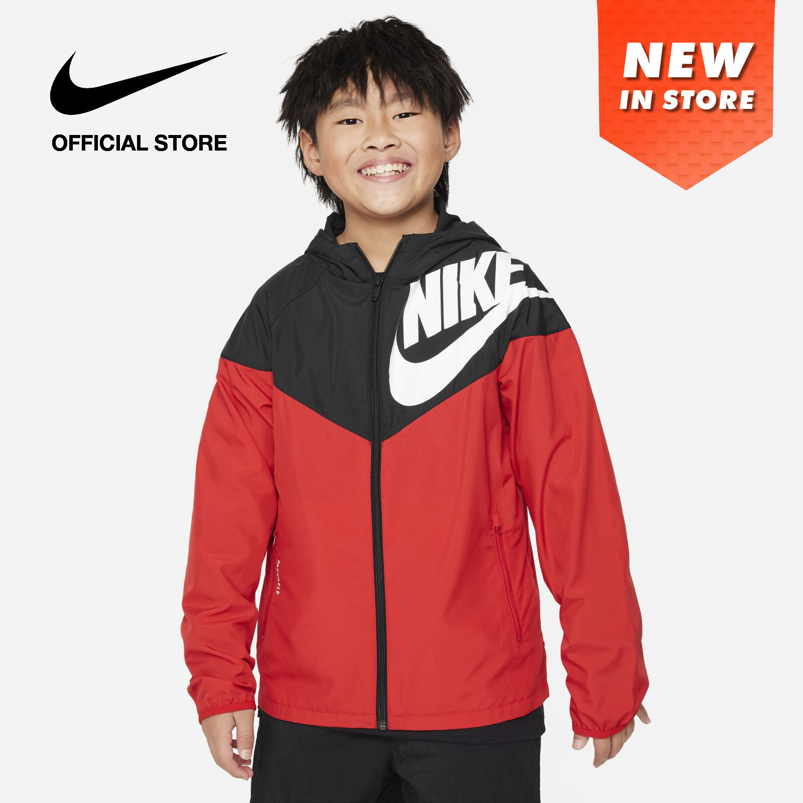 Boys black hot sale nike windbreaker