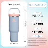 Stanley | 591ml 887ml Folding Straw Insulated Water Bottle Stainless Steel Tumbler for Hot and Cold Drinks Heavy Duty Insulation Anti Fall Design