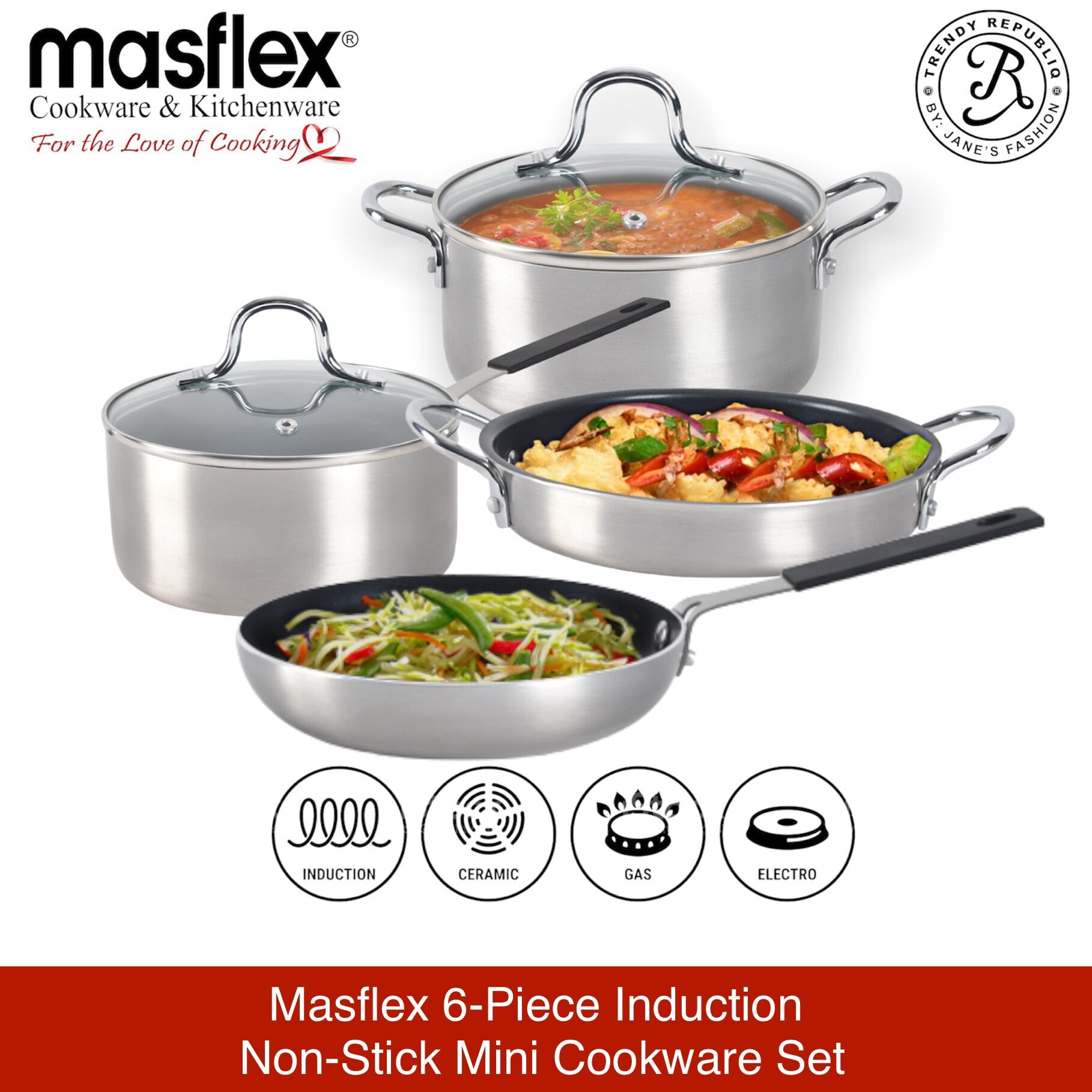 Masflex 6Piece Mini Induction Non Stick Cookware Set Lazada PH