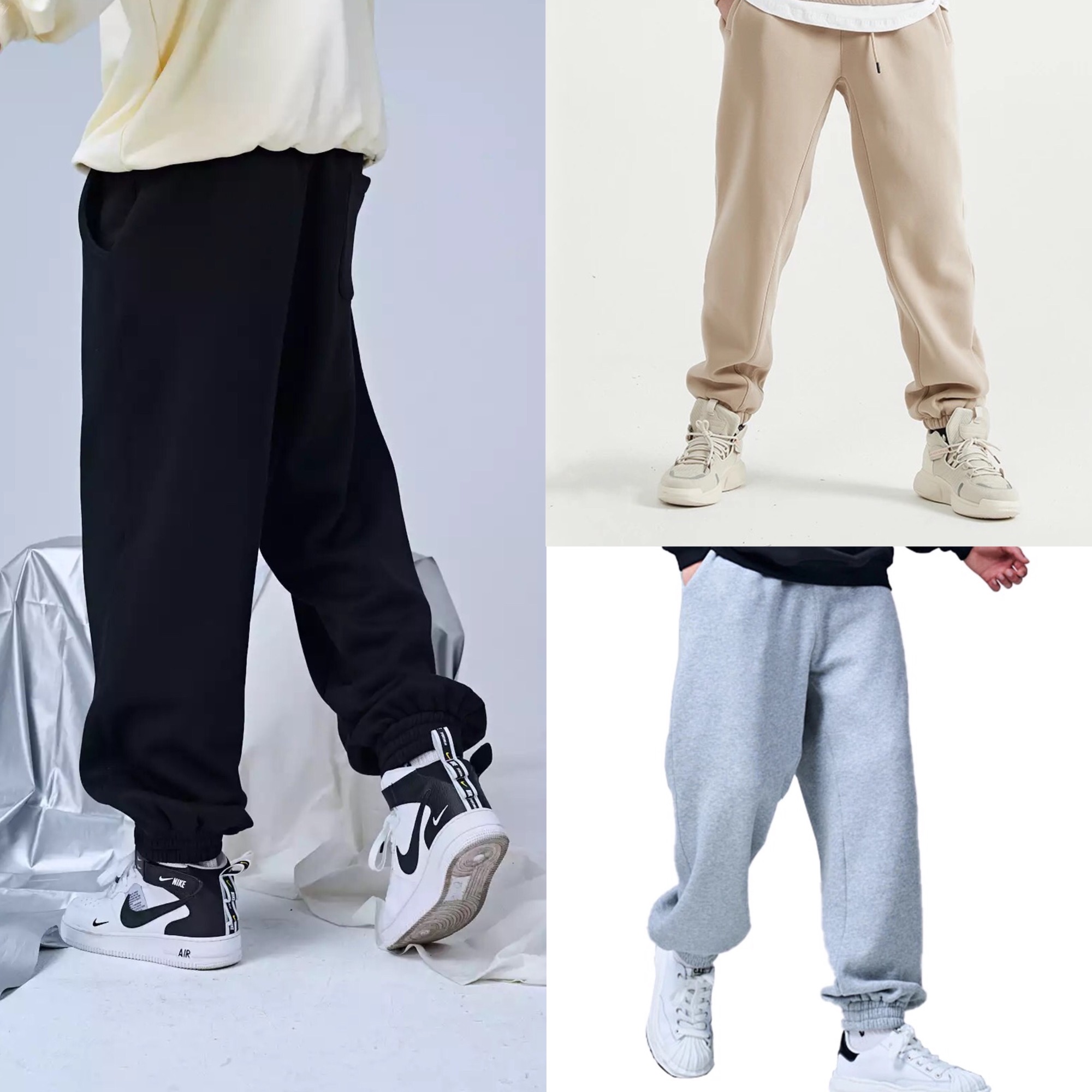 Mens High Waist Baggy Sweat Pants - Track Pants with 2 Side