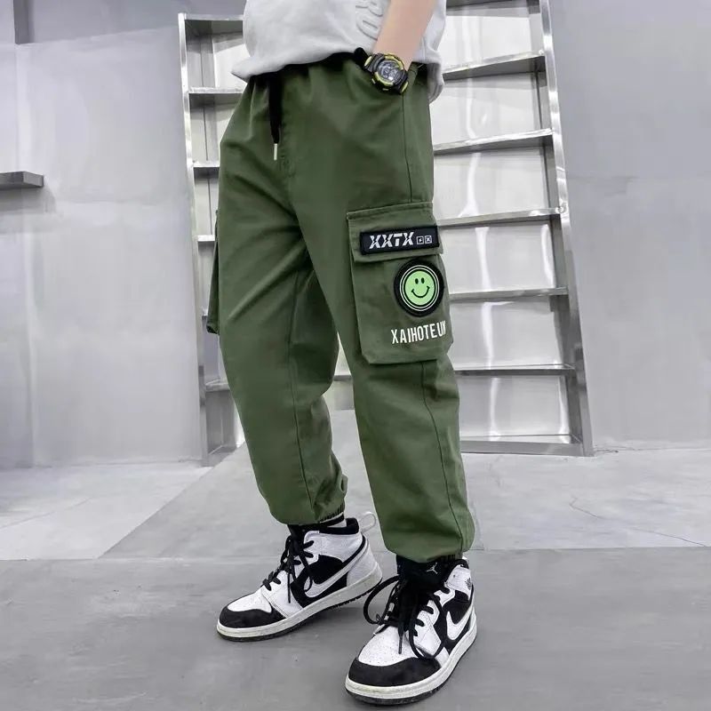 Boys Fashion Casual Pants Korean Style Cargo Pants Soft Denim w/ Pocket for  Kids Boys 3-12 Years Old