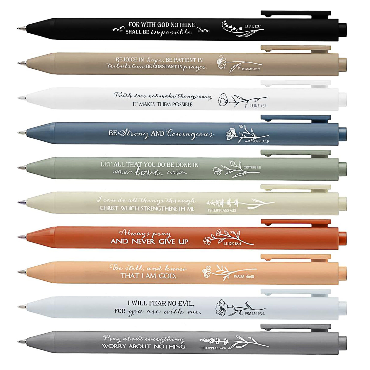 10/20/30 Pcs Set of Inspirational Christian Pens Bulk Religious Gifts: Bible Verse Ballpoint Pens Scripture Gifts