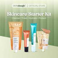 Skindough Skincare Starter Kit - Face Wash 15ml Serum Moisturizer Sunscreen 15ml. Cleanse Treat Hydrate Protect.