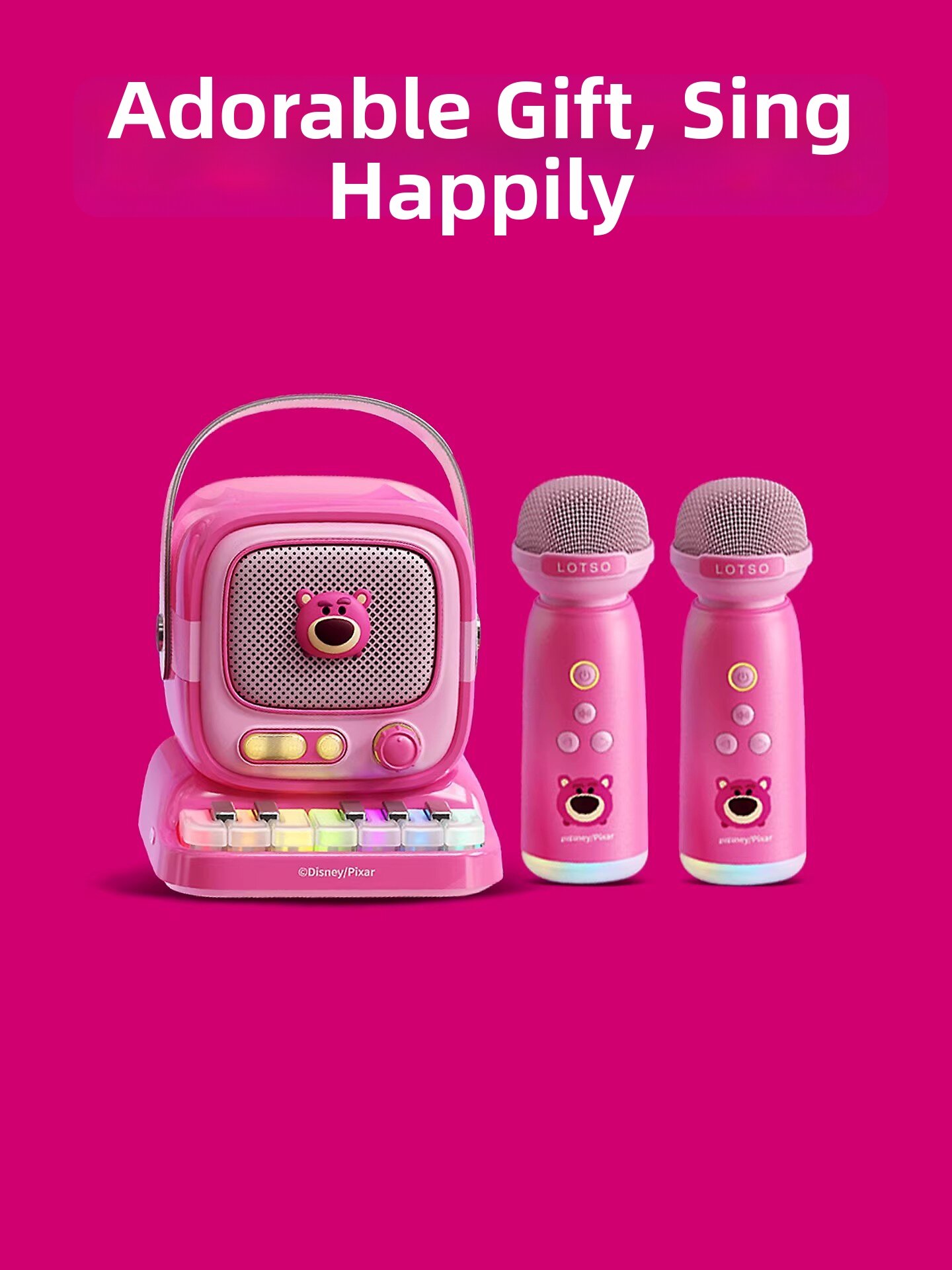 TMSU | Karaok Bluetooth Speaker Strawberry Bear Design for Children