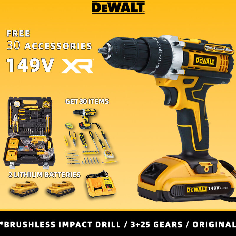 DEWALT Cordless Impact Drill Set with 2 Batteries