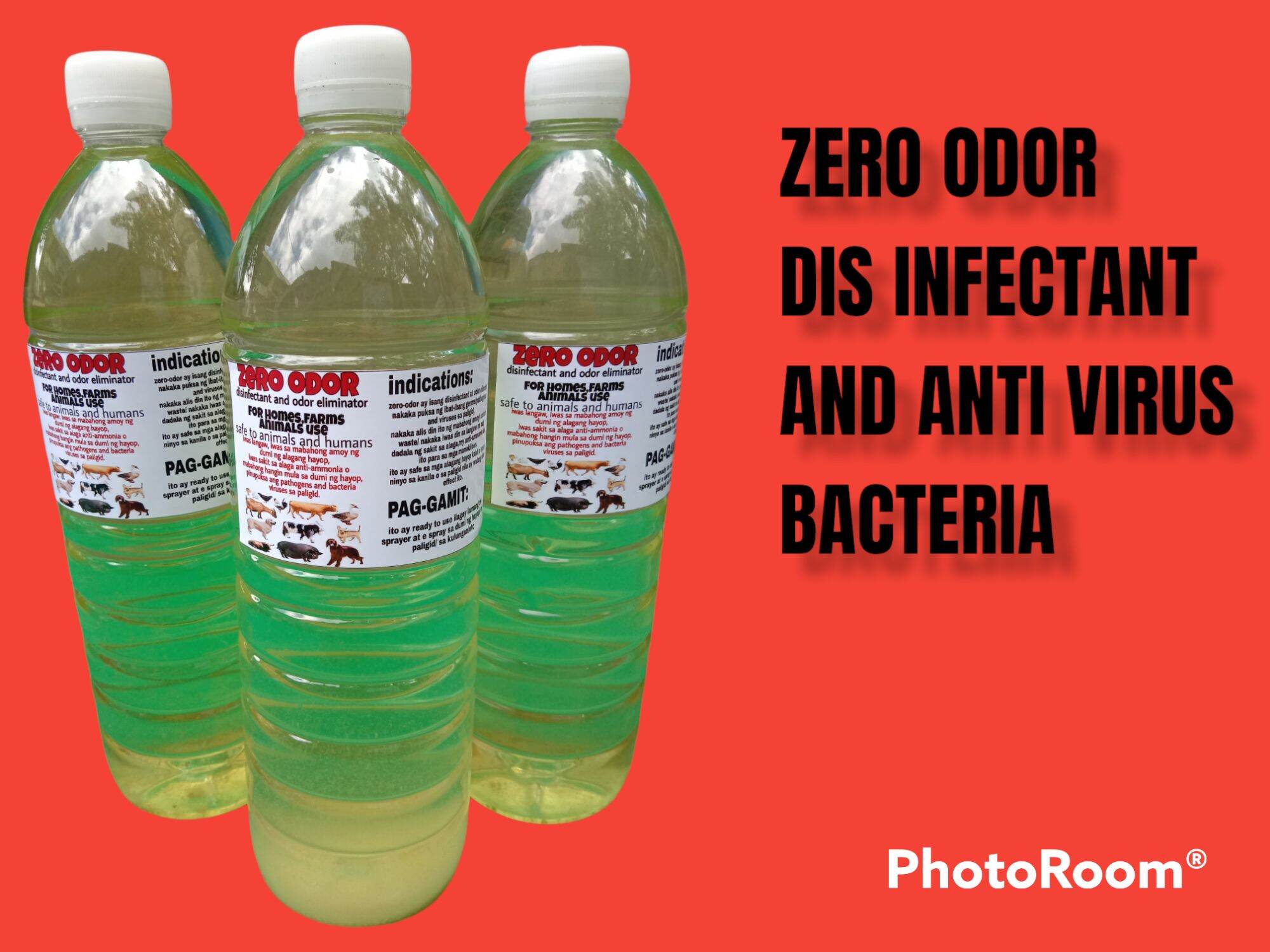 ZERO ODOR 1liter DISINFECTANT ANTI VIRUS/AMMONIA/BACTERIA/ODOR for