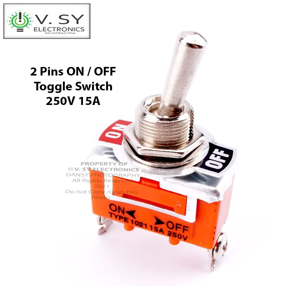 Heavy Duty ON and OFF 2 PINS SPST Metal Toggle Rocker Power Switch 15A ...