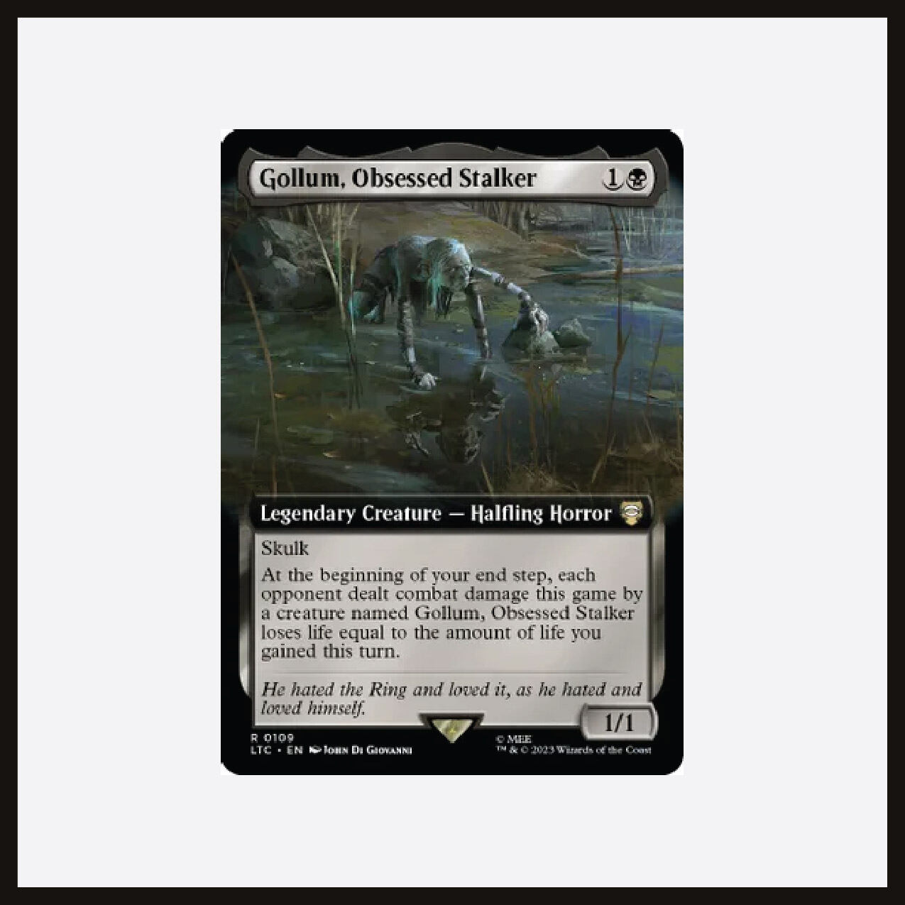 Gollum, Obsessed Stalker Extended Art MTG Lord Of The Rings R 0109