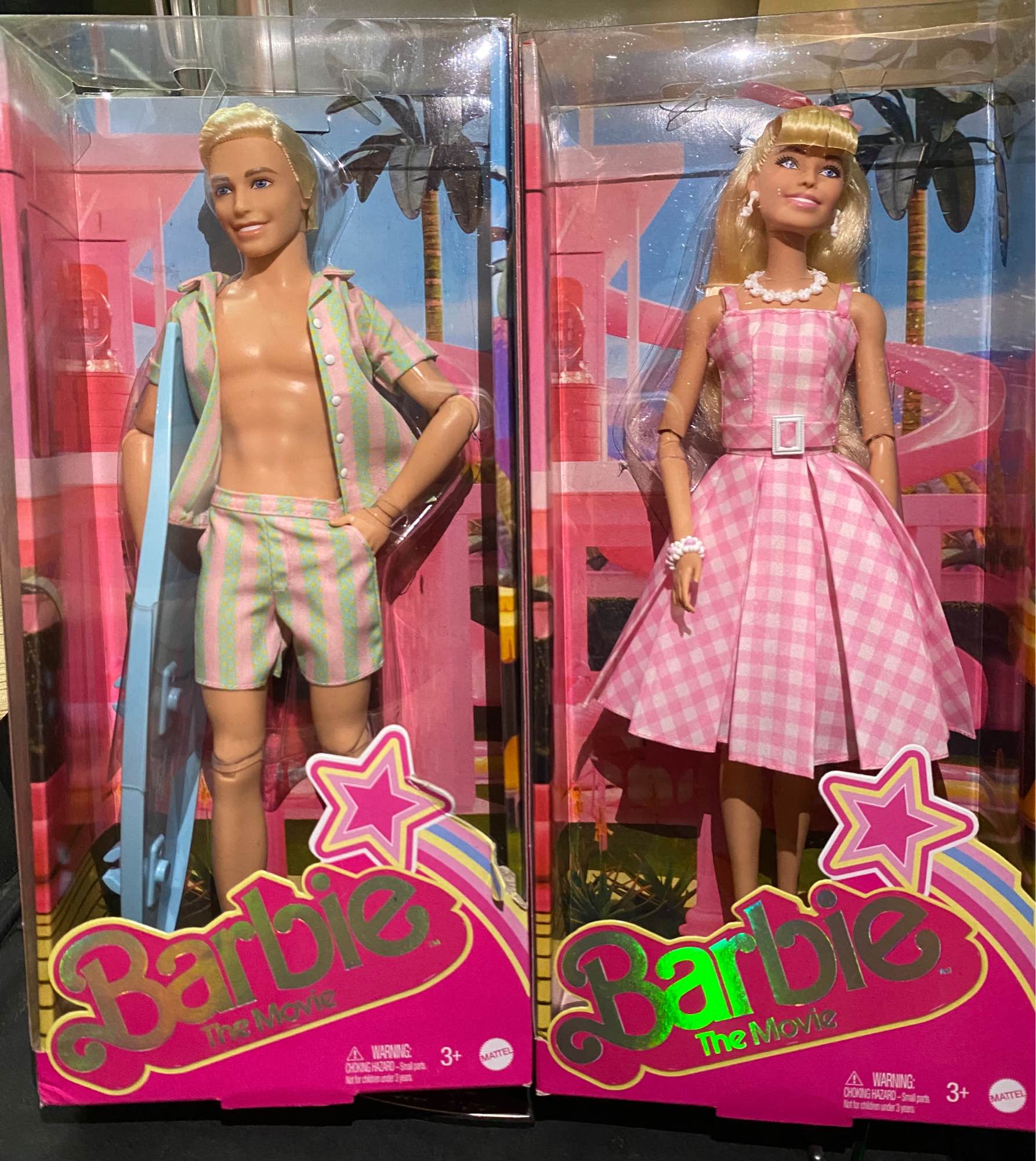 Barbie The Movie Ken Doll in Pastel Pink & Green Striped Beach Matching Set  - We-R-Toys