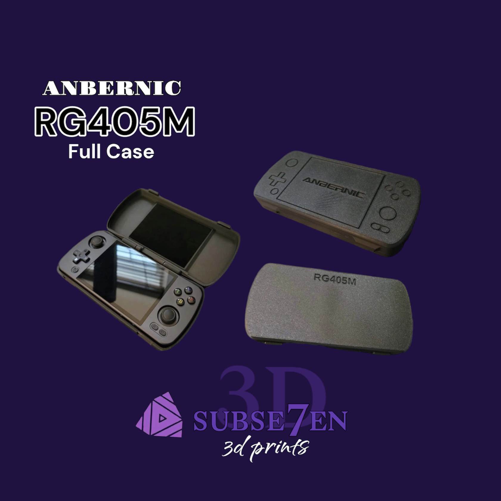 Anbernic RG405M Portable Grip Case Reversible Screen Protector 3D Printed 