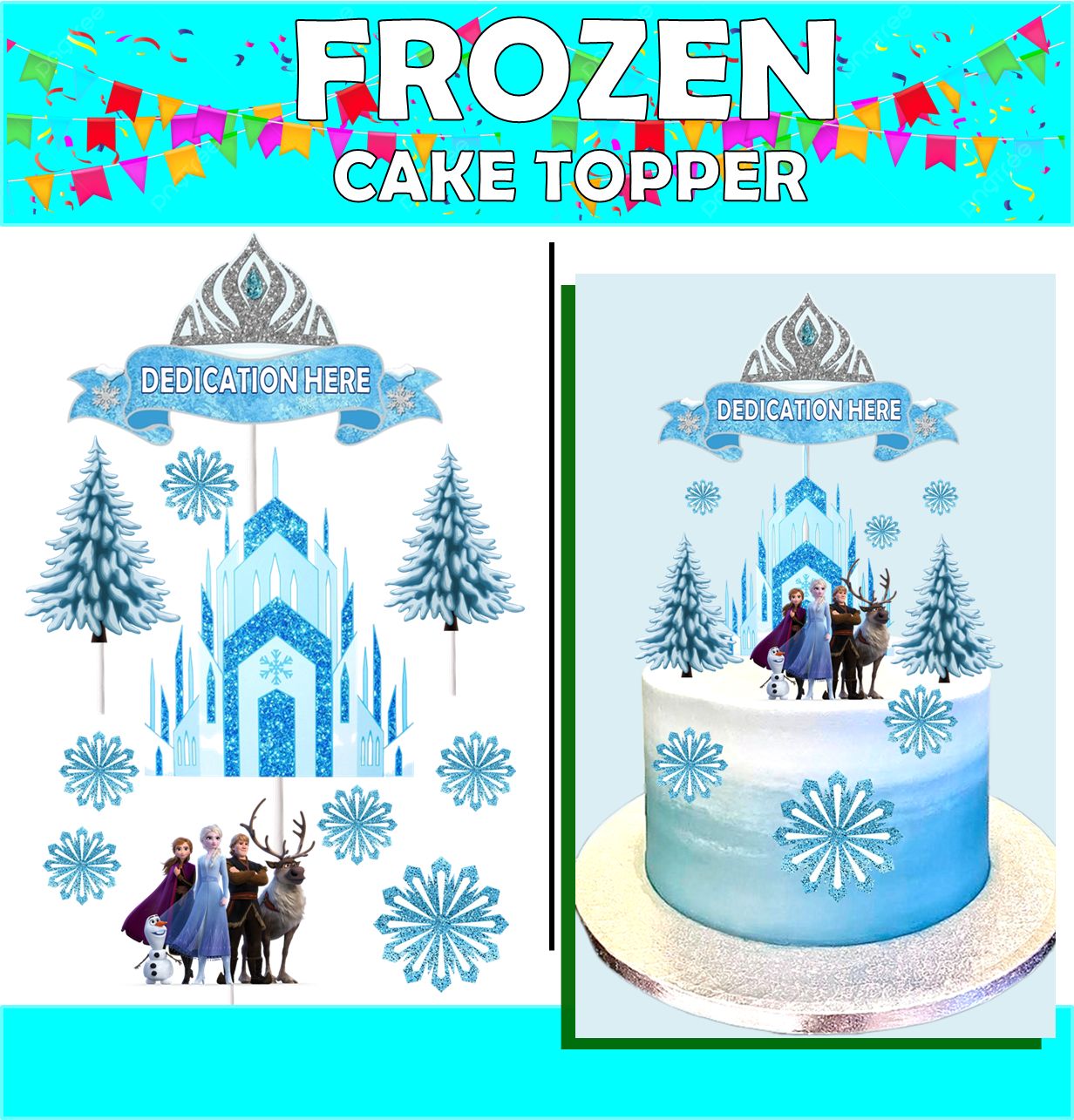 Frozen Cake and cupcake toppers ( machine cut ) free name, age
