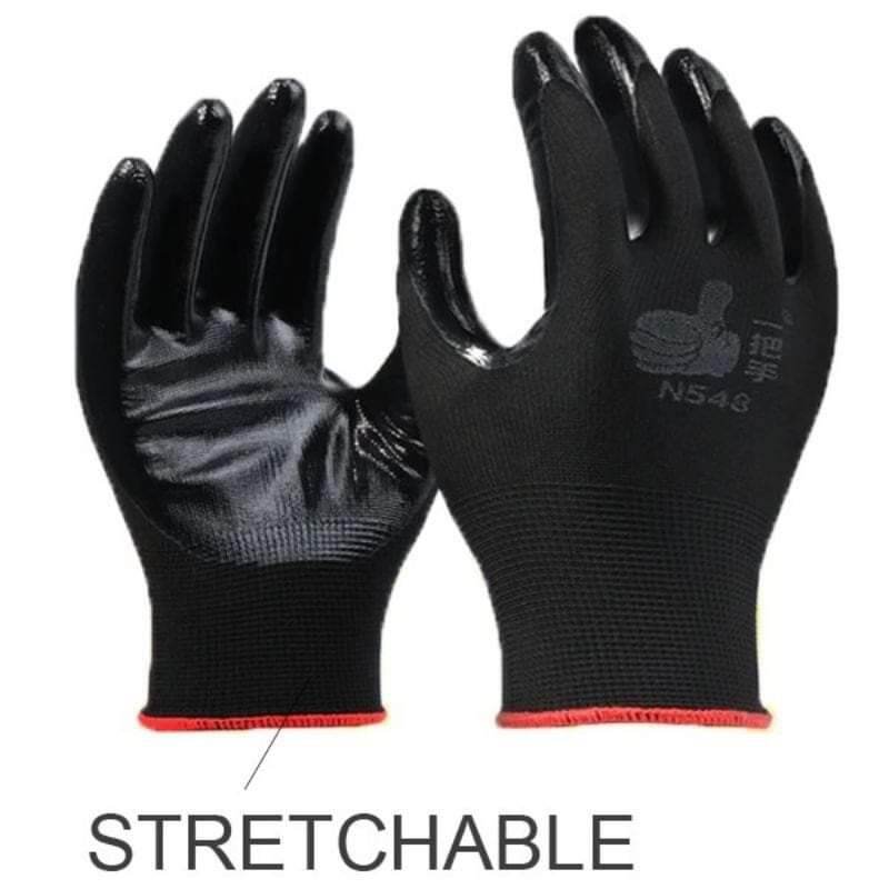 Black Rubberized Hand Gloves PPE Construction electrical …