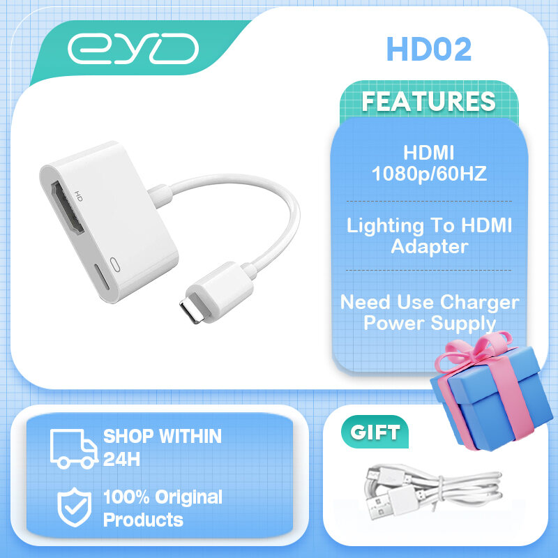 Eyd Lighting To Hdmi Adapter Tv Hdmi To Vga P Hd Digital Av Converter For Ipad To Tv Same