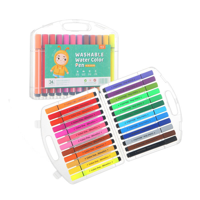 Deli 12/24 Colors Watercolor Pen Good Felt Tip Pen Drawing Children DI –  AOOKMIYA