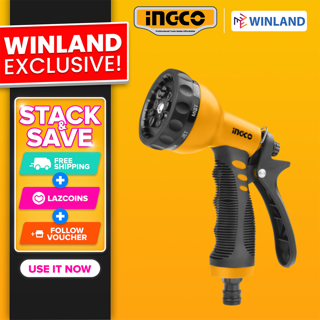 Ingco 9 Pattern Garden Hose Spray Nozzle Gun, Winland
