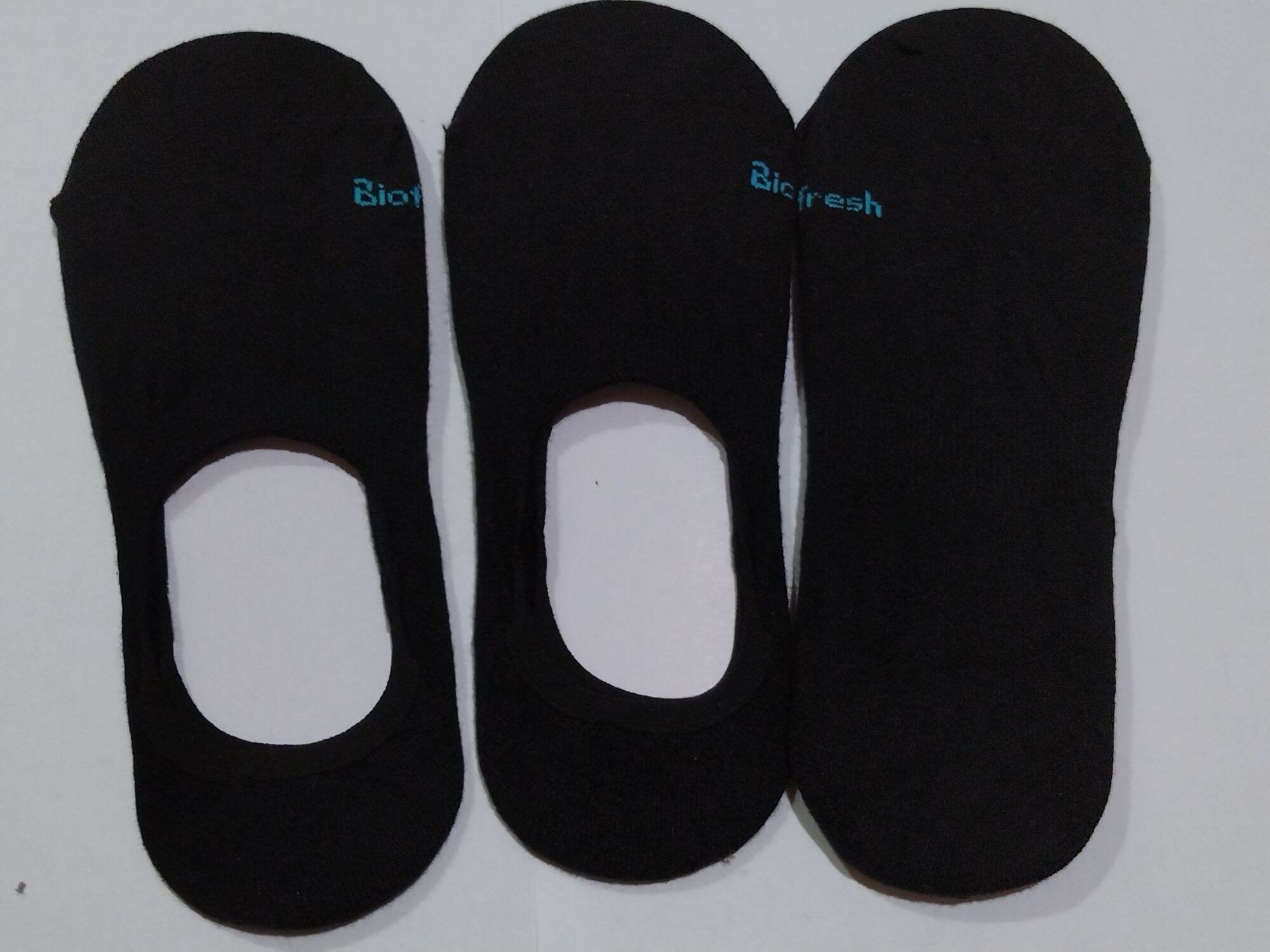 Biofresh Ladies Skintone/Black Footsocks/Freesize/Cotton/with Heel Gel