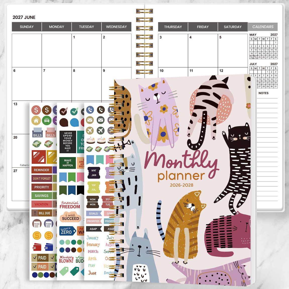 A5 Academic Planner Weekly Monthly OrganizerSchool Student Teacher Spiral Notebook Calendar