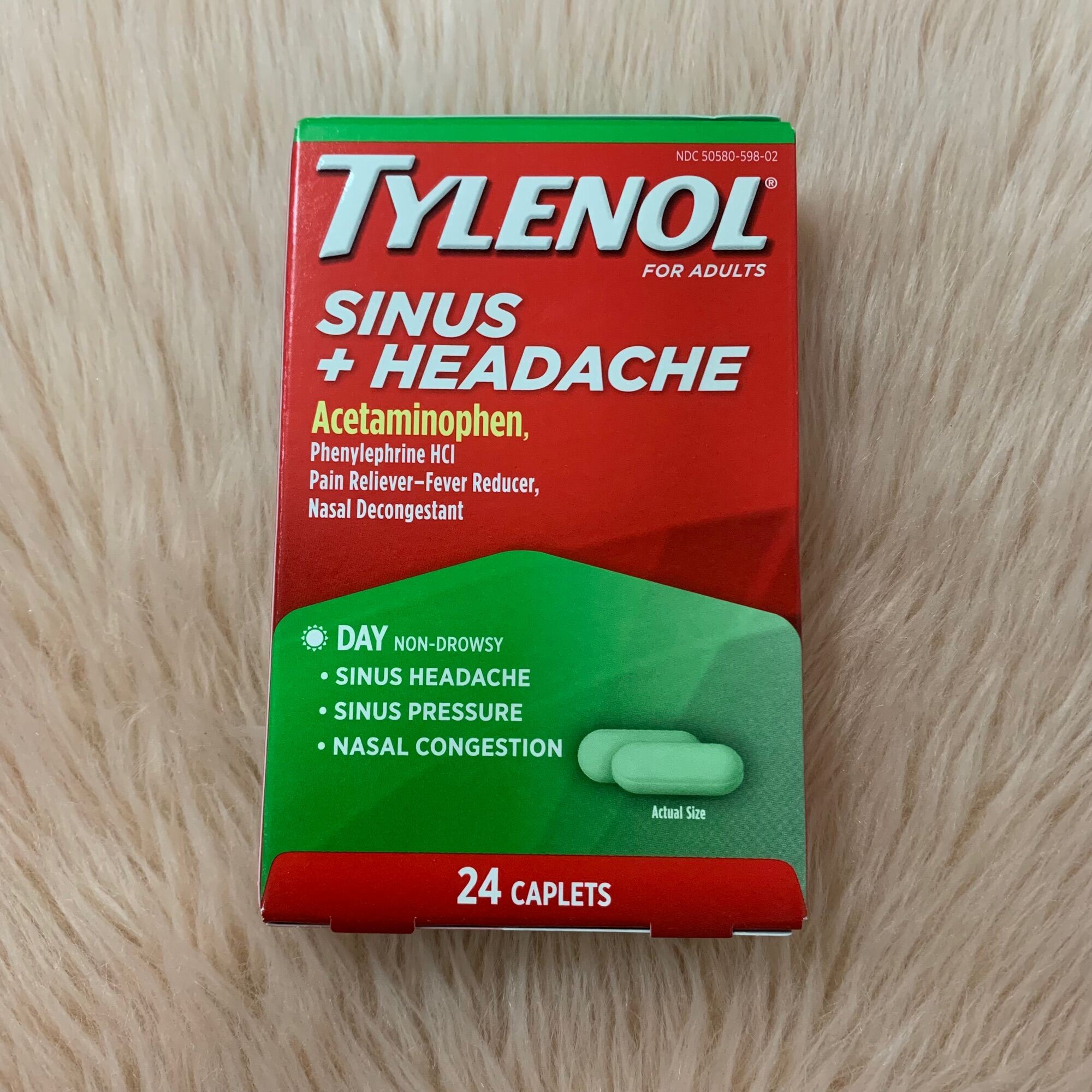 Tylenol Sinus + Headache Non-Drowsy Caplets, Sinus Pressure ...