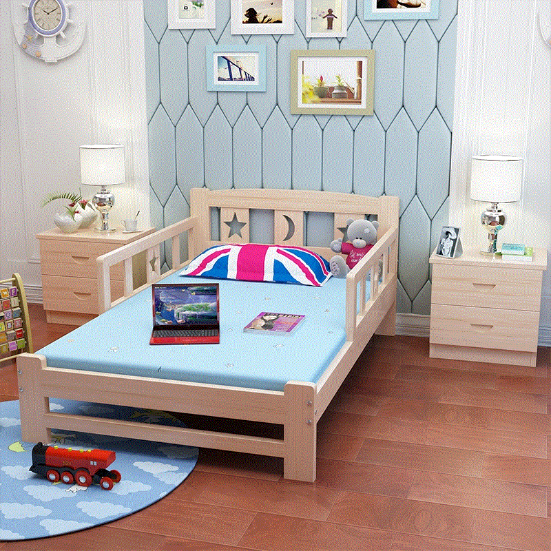 Extra Bed Solid Wood Bed Children's Bed with Guardrail Small Bed 1 M