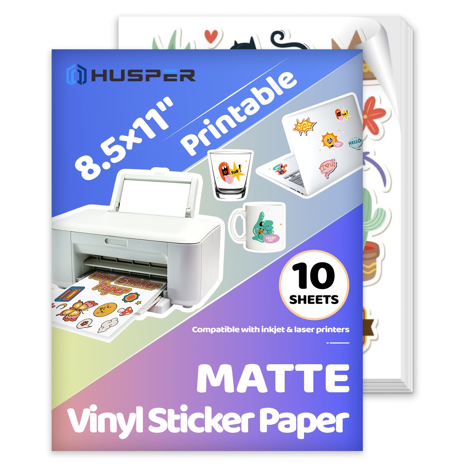 10/20 Sheets 8.5x11 Inch Matte White Printable Vinyl Sticker Paper Self ...