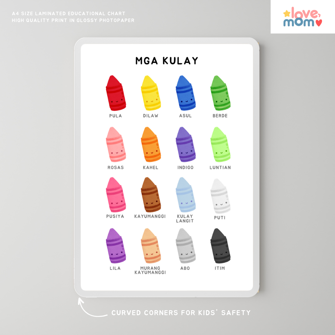 Minimalist Tagalog Colors Mga Kulay Educational Wall Chart Laminated A4 ...