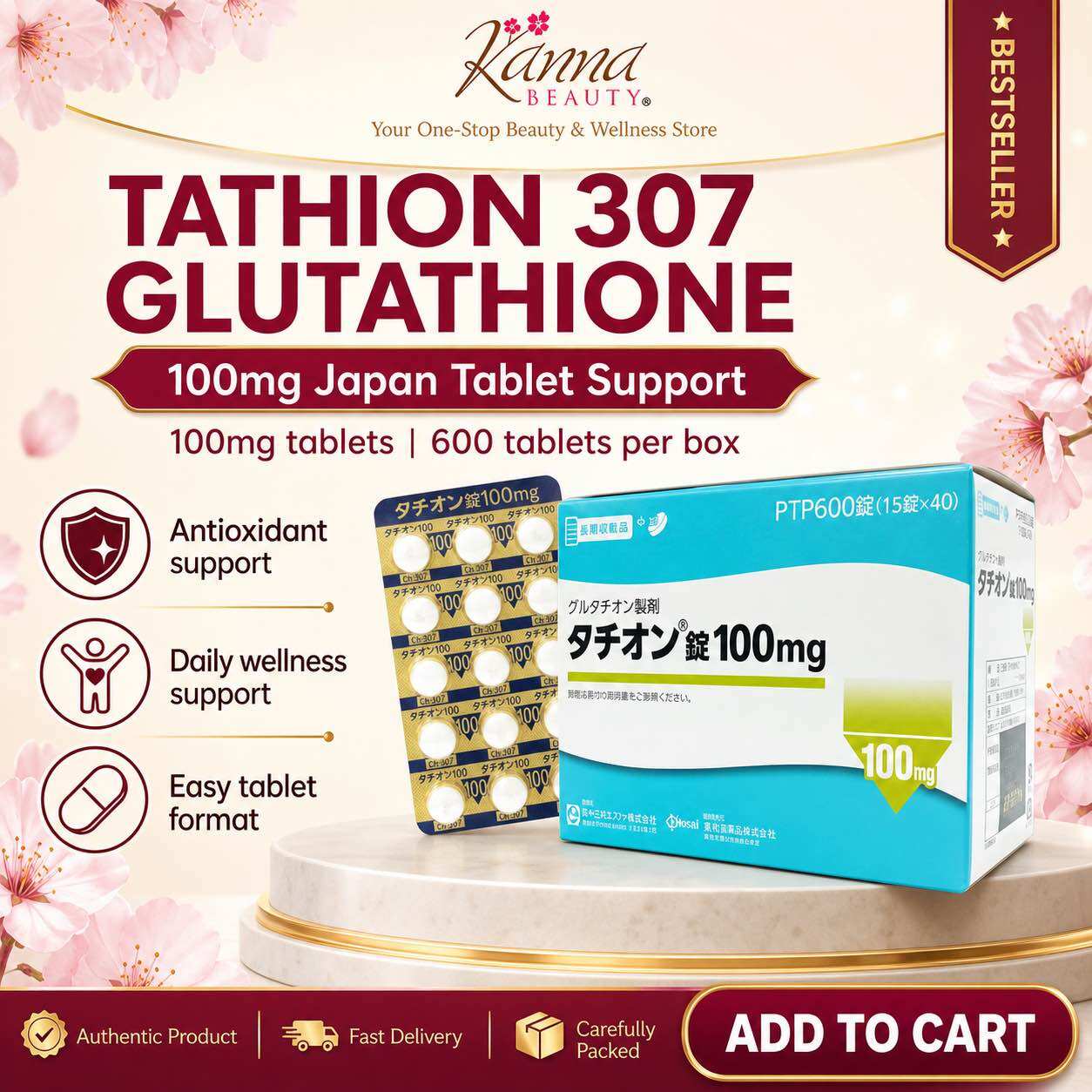 Tathion 307 Glutatione 100mg 1 Boxes (600) Tablets or 30 Tablets or 120  Tablets 600 Tablets Box - Lazada