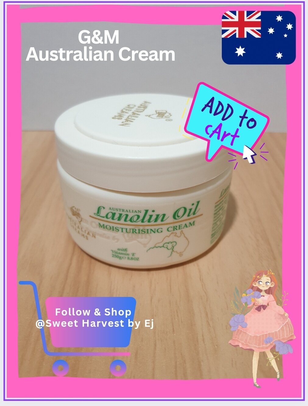 G&M Australian Cream Lanolin Oil Moisturising cream with Vitamin E