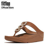 FITFLOP WOMEN FINO CRYSTAL-CHAIN LEATHER TOE-POST SANDALS DEEP TAN (HX2-C15)