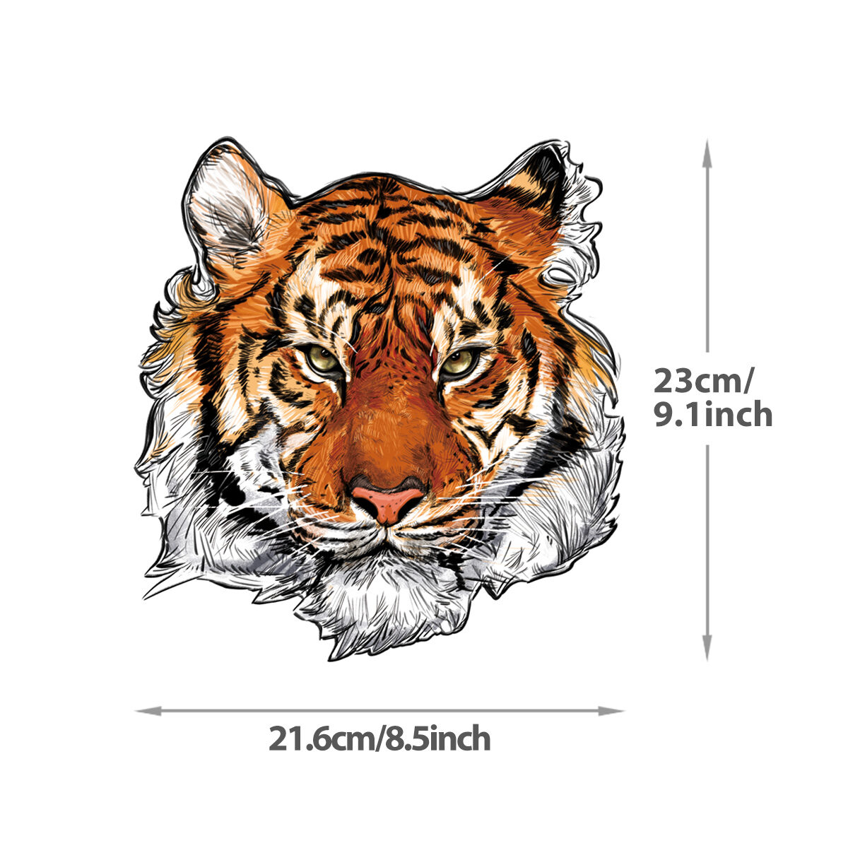 4pcs Tiger Head Pattern Heat Transfer Stickers DIY Domineering Animal