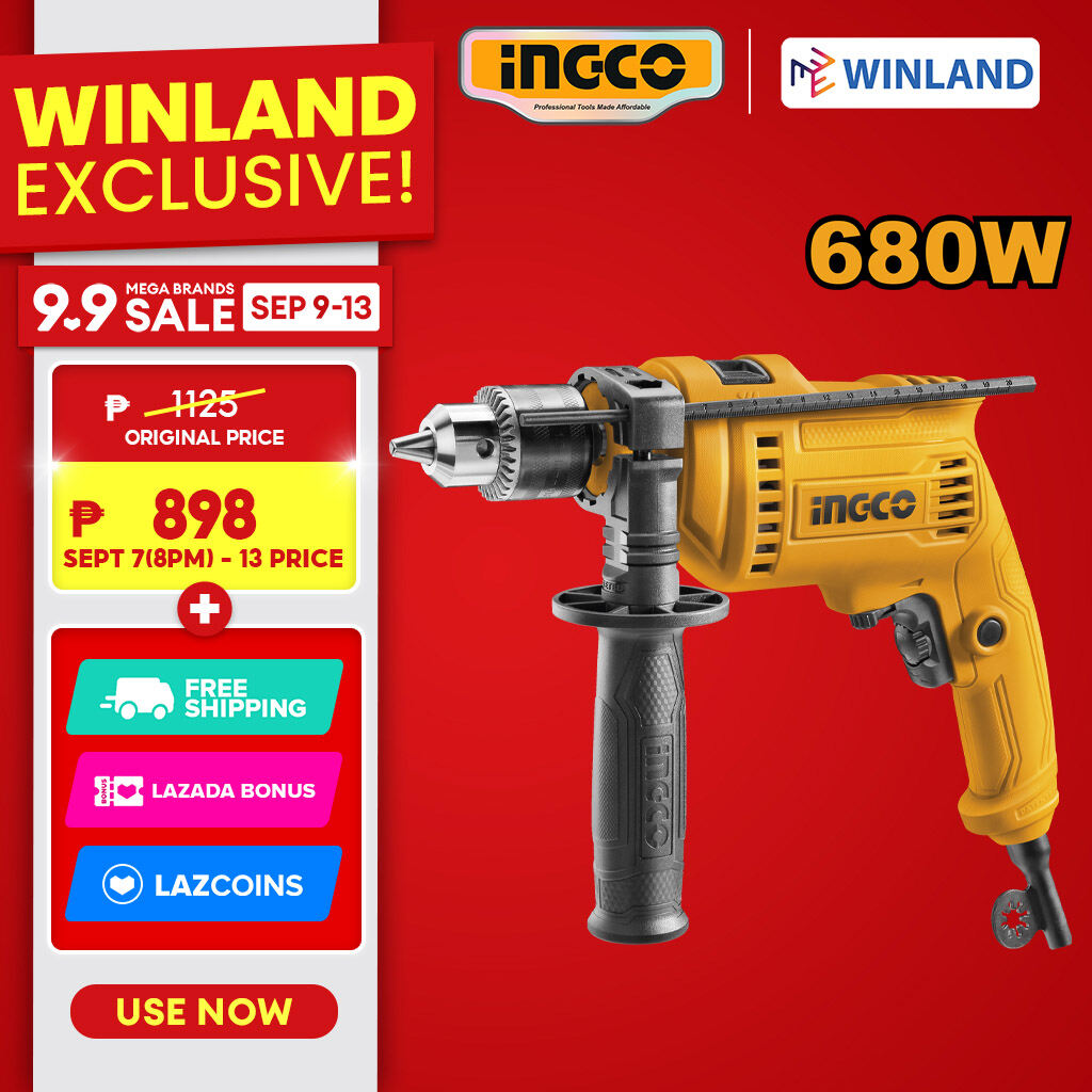 INGCO 680W Impact Drill with Variable Speed & Hammer Function