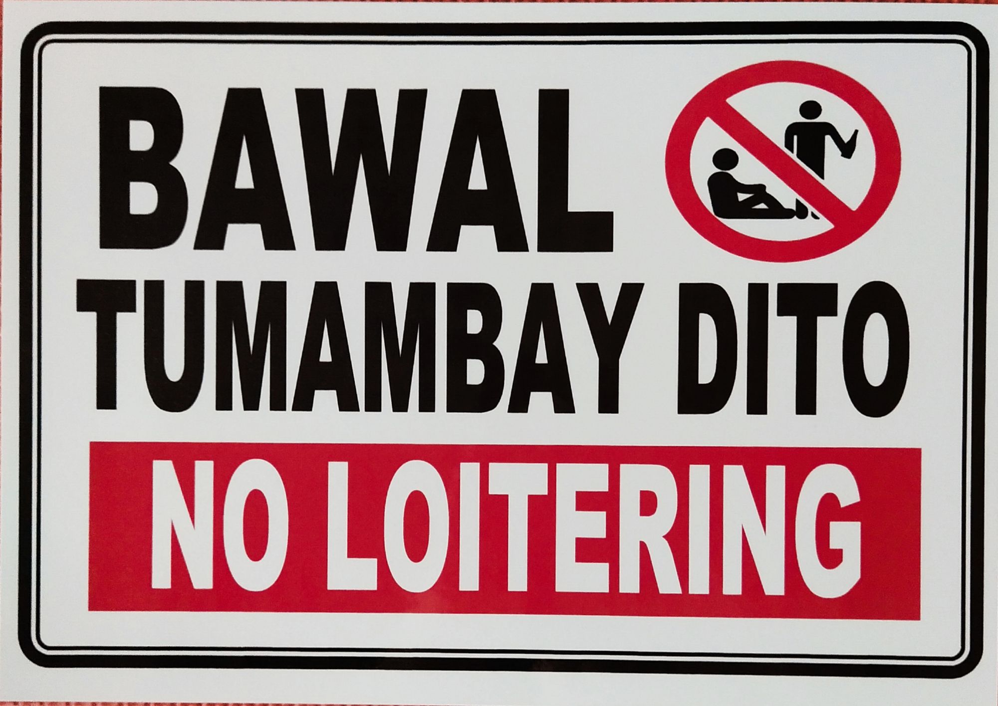 Laminated Bawal Tumambay Dito Signage A4 Size | Lazada PH