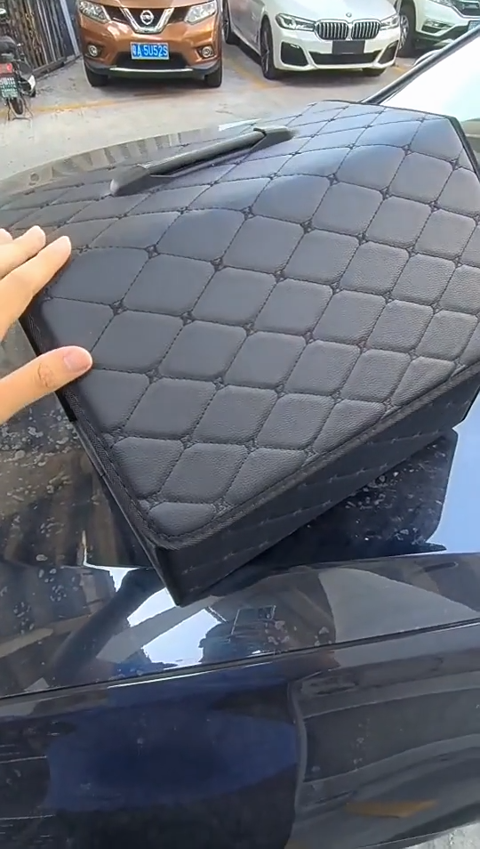 【Local Warehouse】Collapsible Car Trunk Storage Box High Capacity Organizer In The Car PU Leather Trunk Tool Box Auto Accessories Storage Bag Car Trunk Boot Storage Vehicle Organizer and Shoes Storage Box Foldable and Collapsible Auto Bag