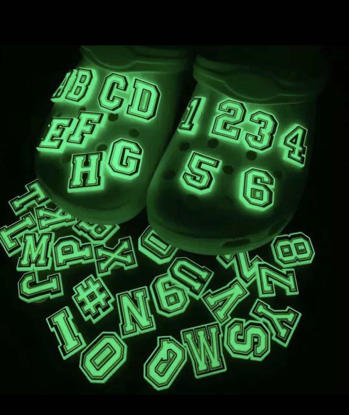 Glow in the dark letters jibbitz shoe charms Lazada PH