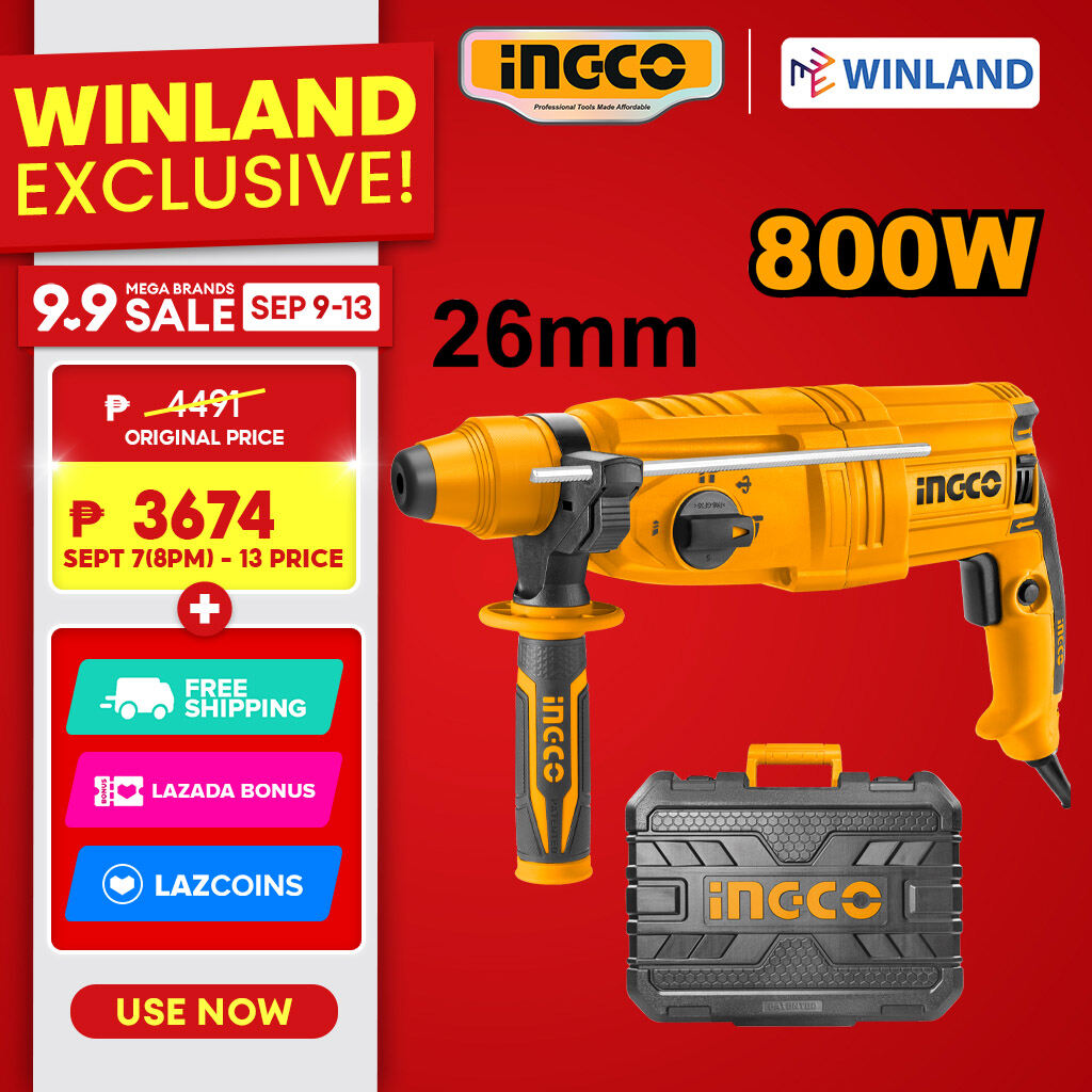 INGCO 800W Rotary Hammer Drill with SDS Plus System