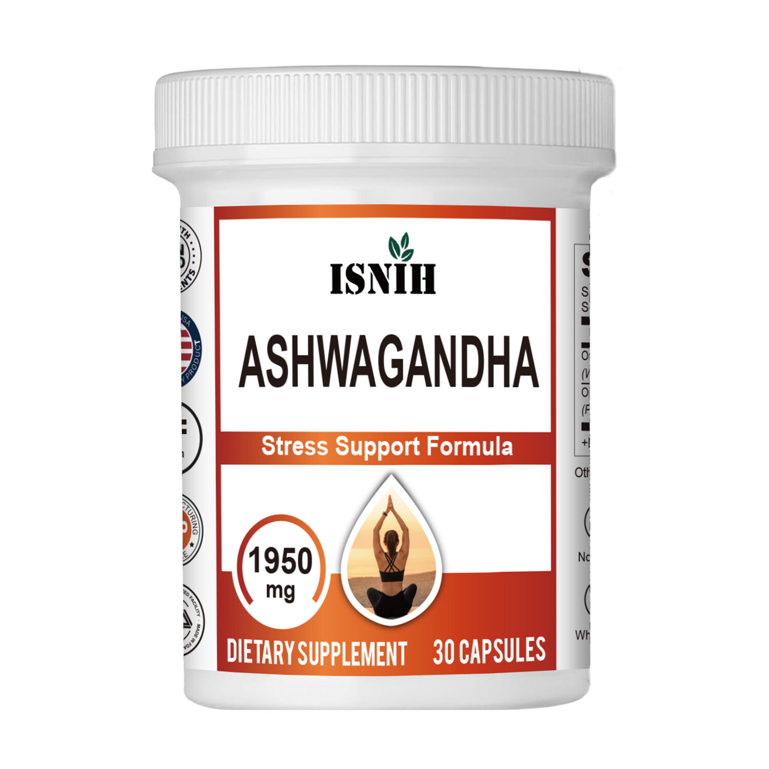 ISNIH Organic Nature Ashwagandha Capsule 1950mg 60 Vegan Capsules ...