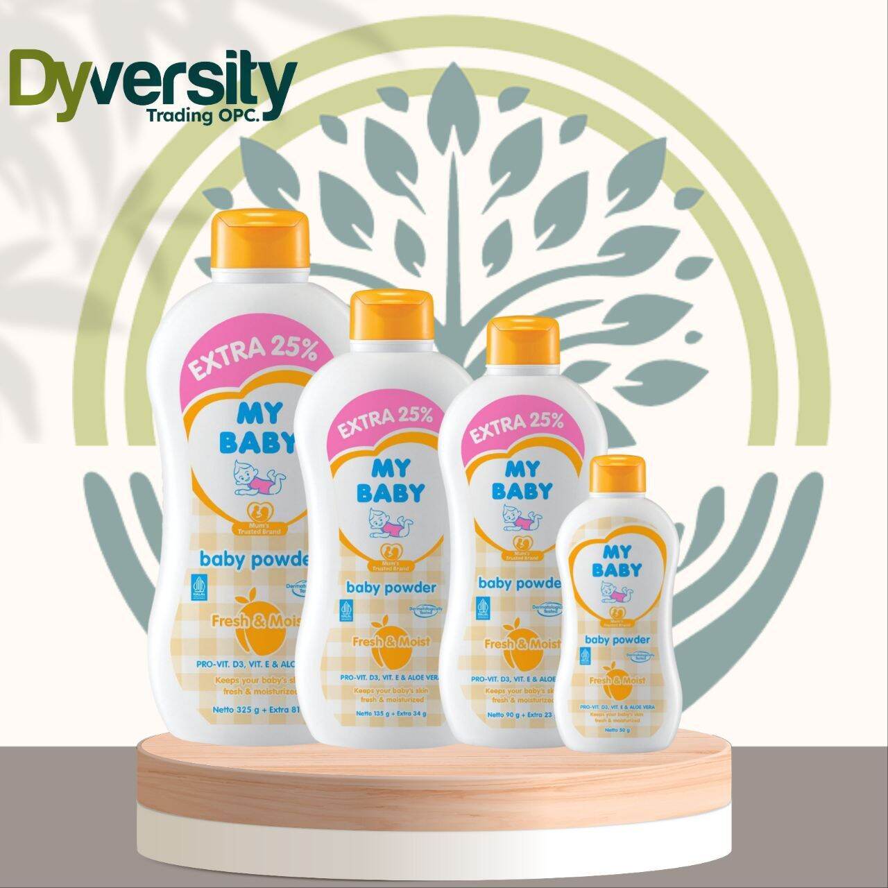 My Baby Powder size 50g 90g 135g and 325g Fresh & Moist Nourish & Smooth Healthy & Protect