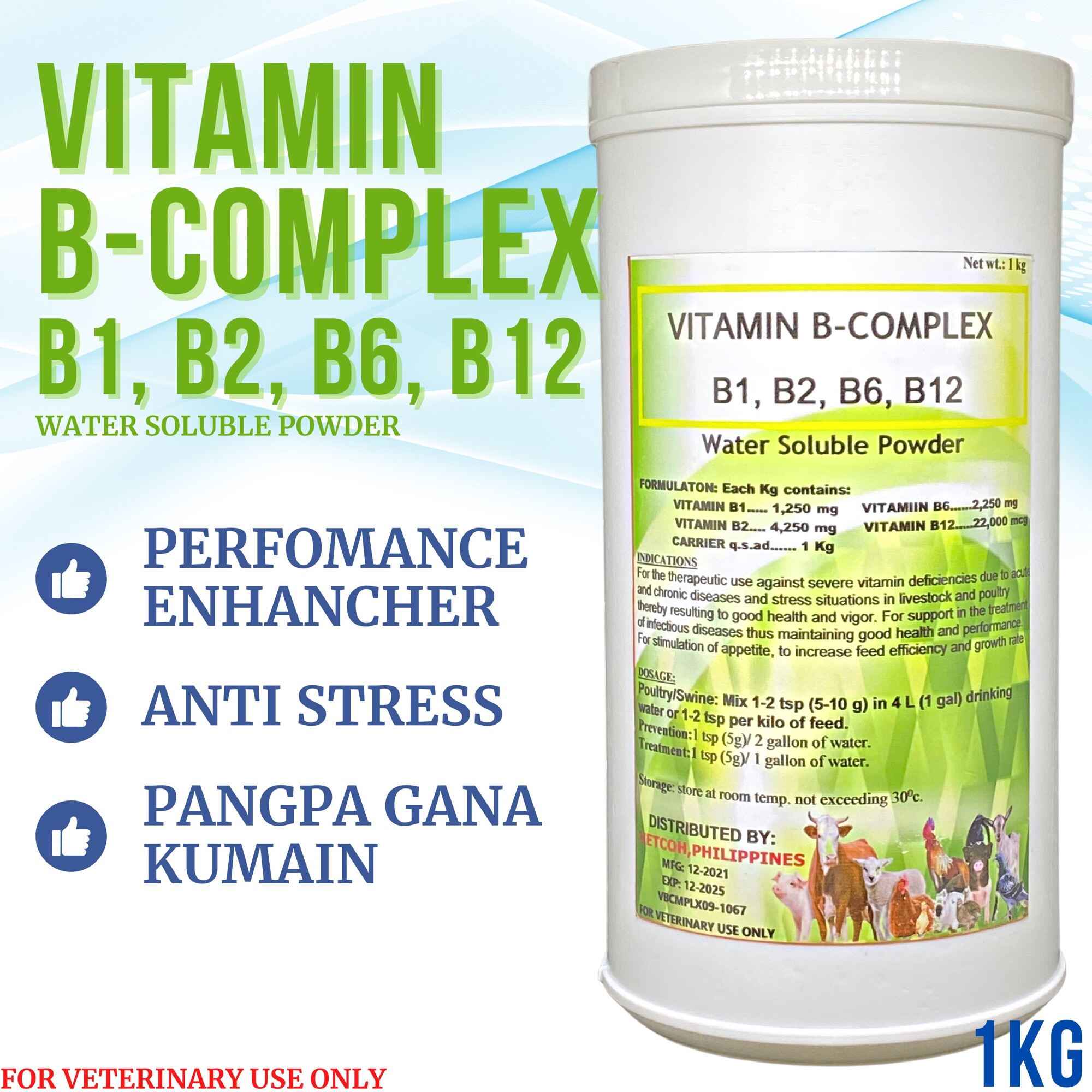 Vetcoh VITAMIN B COMPLEX ( B1, B2, B6, B12 ) 1kg Wsp | Lazada PH