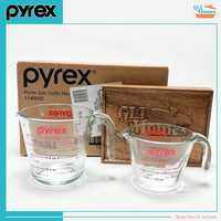 Pyrex 2 Piece Glass Measuring Cups WITH FLAW ON BOTTOM OF GLASS - READ DESCRIPTION Made In USA