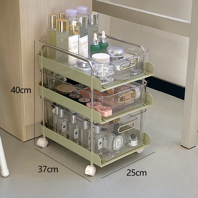 Acrylic Trolley Rack FloorStanding Cosmetic Transparent Storage Rack