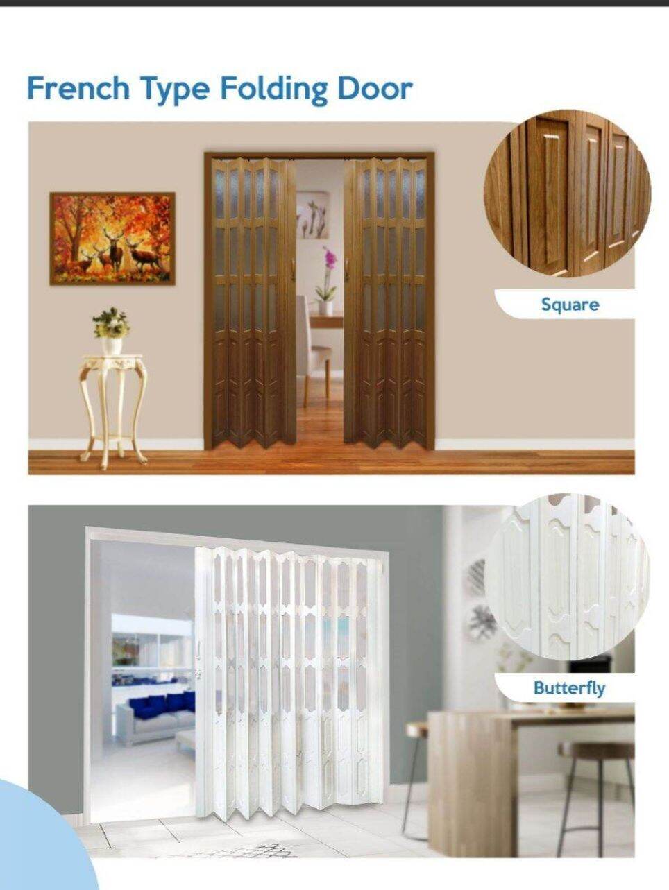 12.5 PVC FRENCH TYPE ACCORDION FOLDING DOOR 80cmx210cm