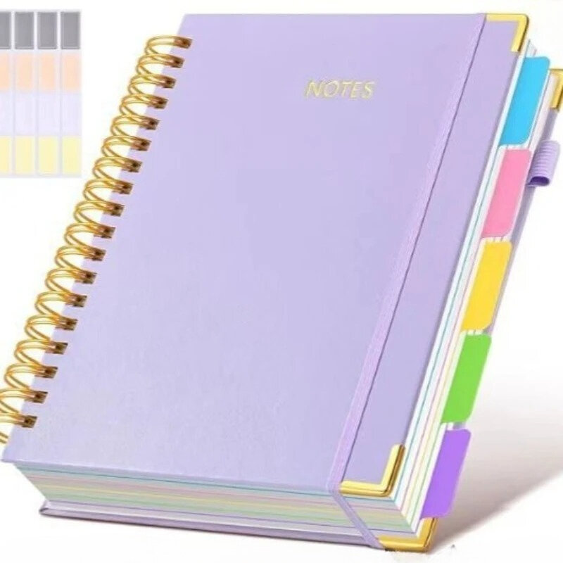 Extra Large Hardcover Spiral Notebook - with Removable Dividers & Tabs 300 Pages Faux Leather CoverFor SchoolOfficePlanner