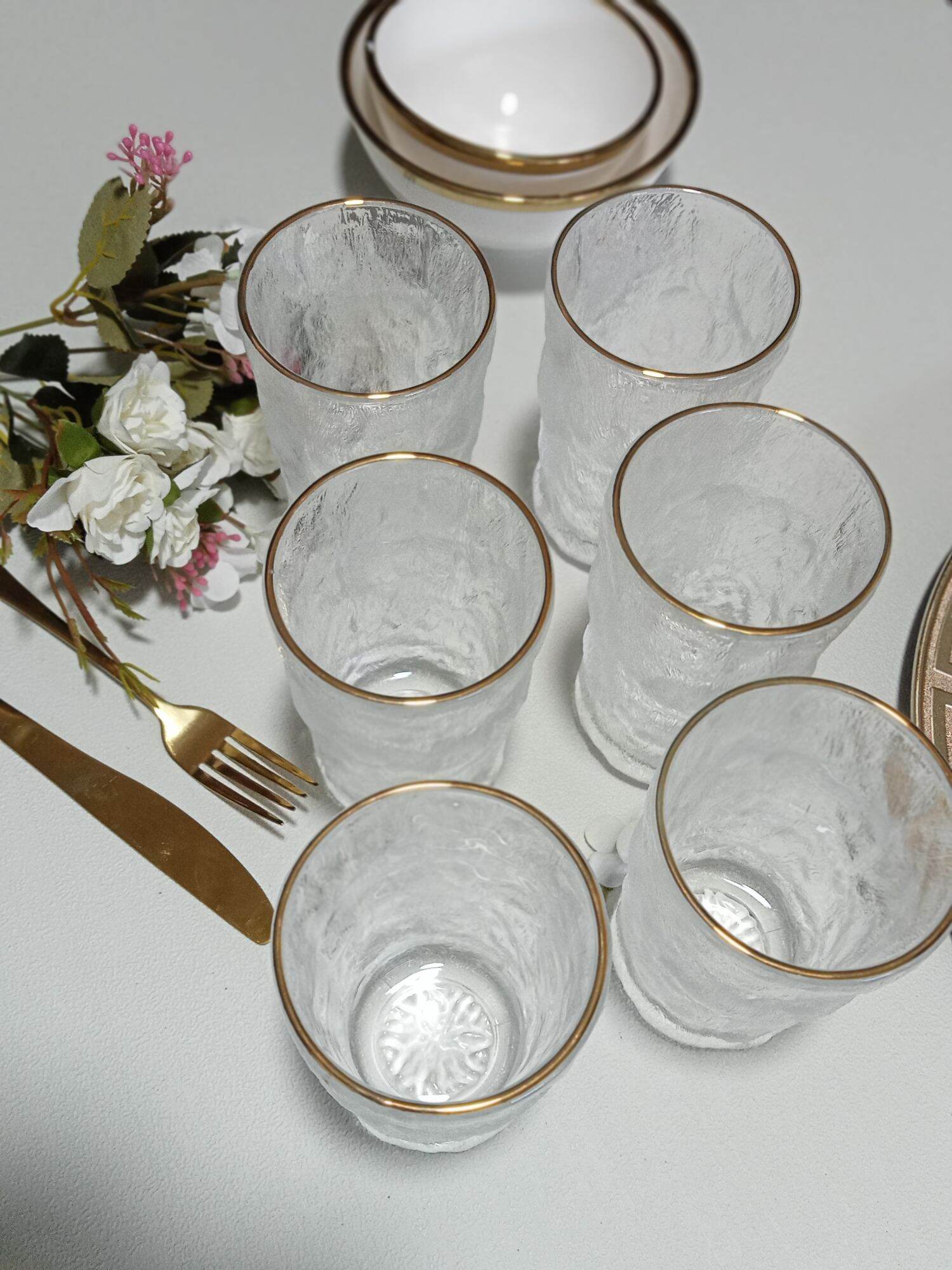 LUXURY Glassware with Gold Rim / Drink Glass / Water Glass / 350 ML