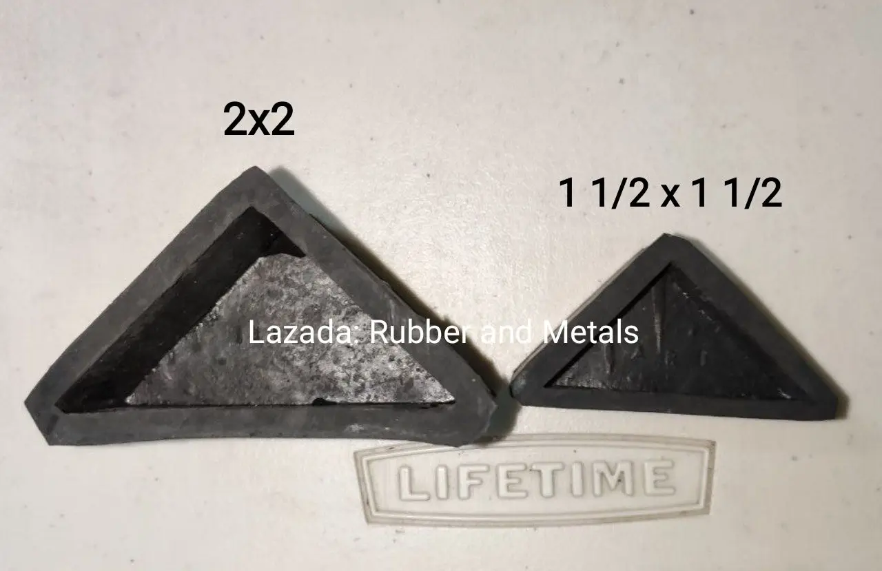 Triangle Rubber 2x2 and 1/2 x 1 1/2 angle bar L bar for monoblock uratex (sold per 4pcs/8pcs) footing rubber goma for table chair fabrication metal stainless aluminum