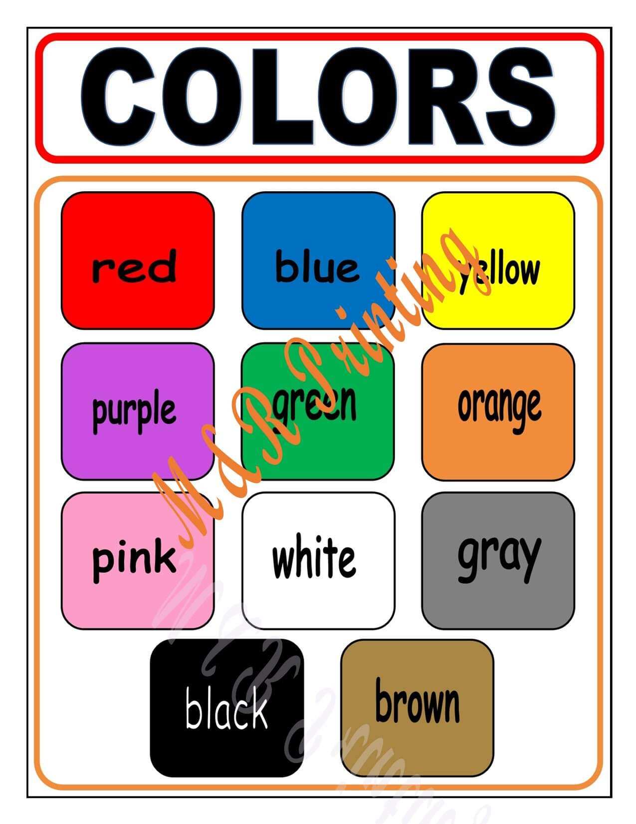 Colors Chart laminated | Lazada PH