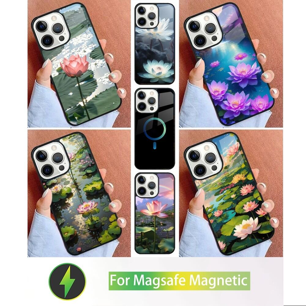 Flower Of Life In Lotus Phone Case For iPhone 15,14,13,12,11,Plus,Pro,Max Mini Magsafe Magnetic Wireless Charging