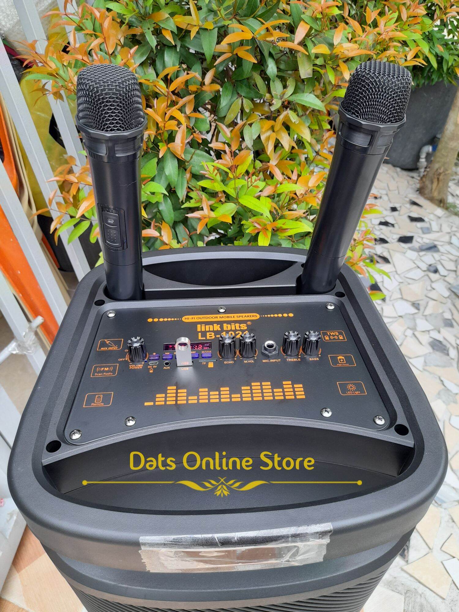 FREE Dual Mic Biggest 32" Bluetooth Karaoke Speaker with adjustable