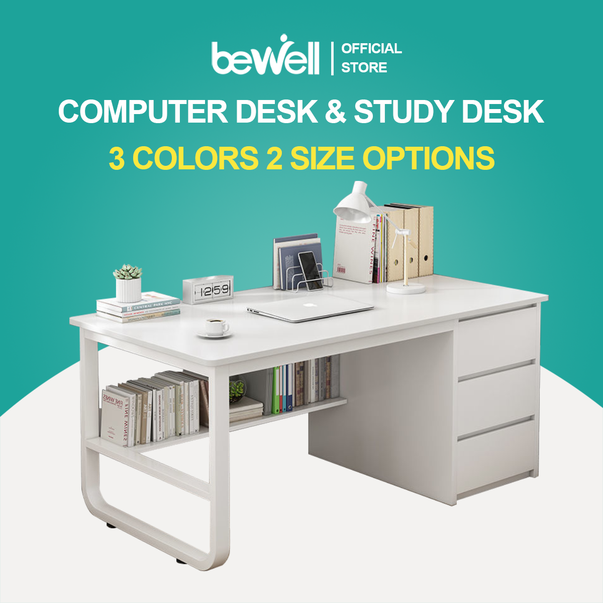 Bewell Computer Desk with Drawer for Home Office or Study