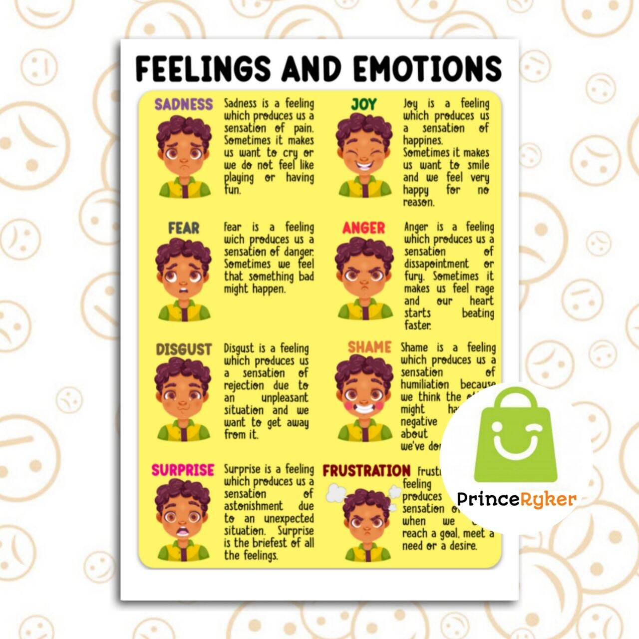 Laminated Feelings and Emotions Charts | A4 Size Educational Wall ...