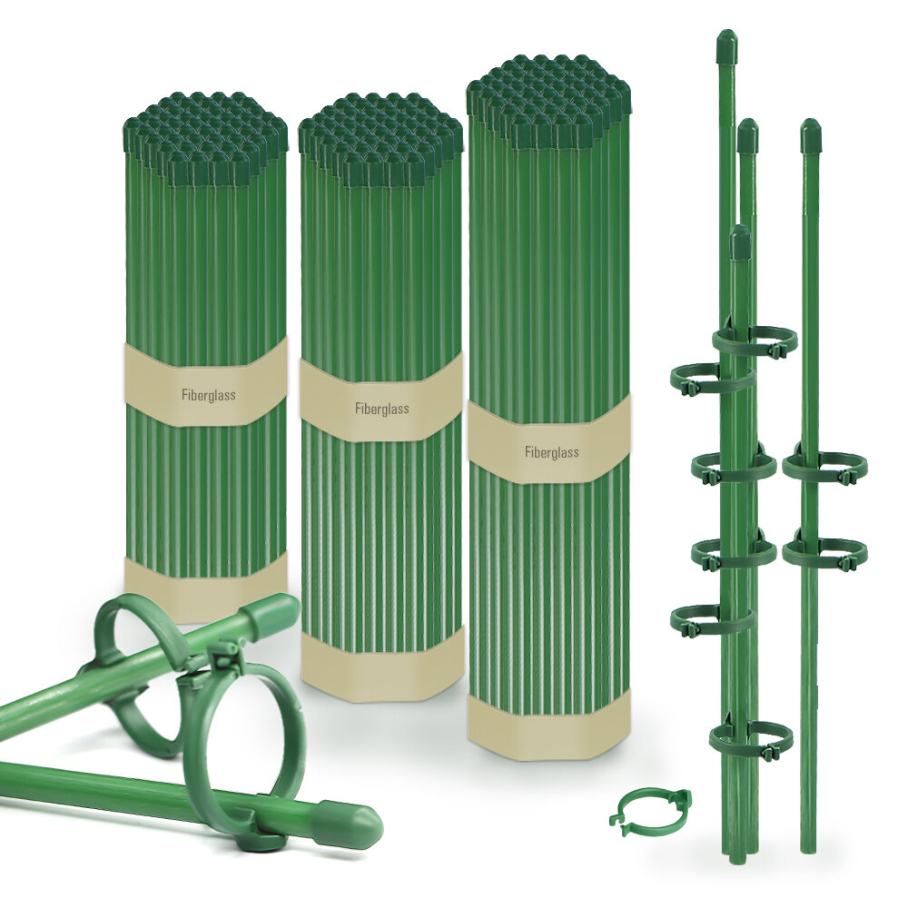 Plant Support Stakes with Clips Adjustable Garden Single Stem Sticks ...