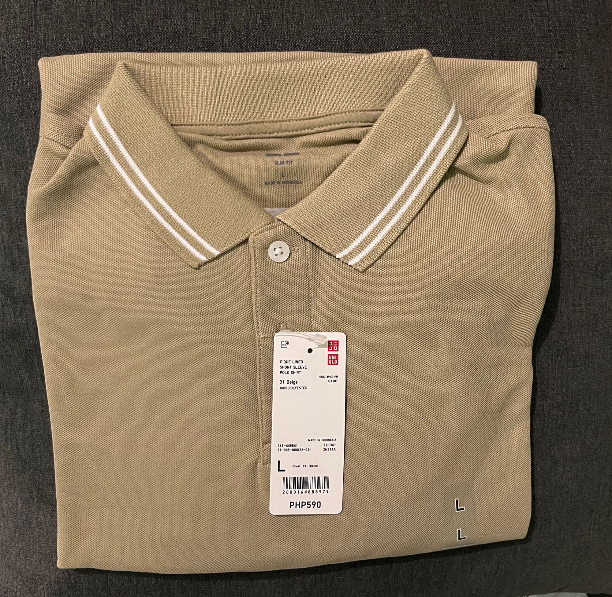 Uniqlo Beige Polo Uniqlo MEN Pique Polo Shirt M/XL Lazada Lazada PH